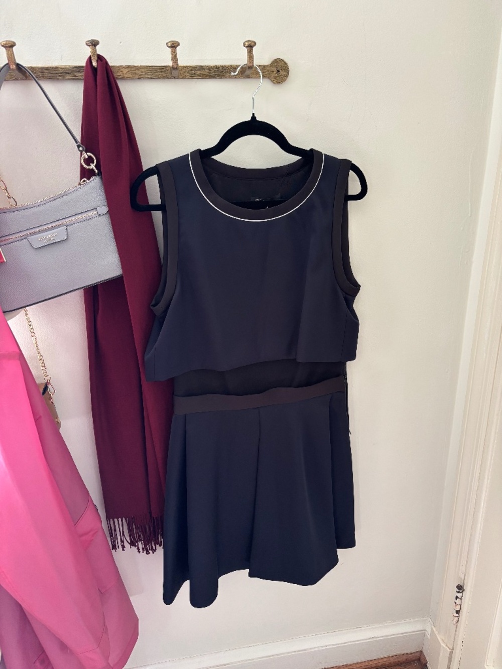 Maje Koleda Black Cut-Out Pleated Mini Dress Size 3 NWT